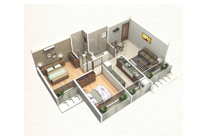 GIRIRAJ NEST 2 BHK 985 SQ FT